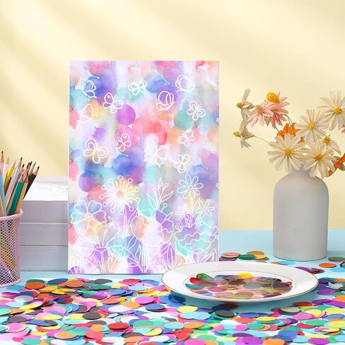 AmazingSpark 7200 Pcs Bleeding Tissue Paper 1 Inch Watercolor Bleeding Paper for Art Wet Strength Tissue for DIY Projects Scrapbooking Greeting Cards, 20 Assorted Colors(Square) in Saudi Arabia