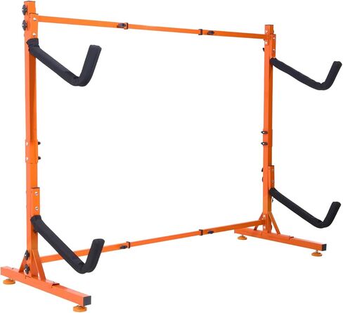 رف تخزين كاياك قائم بذاته، حامل كاياك لـ 4 ألواح تجديف كاياك، حامل شماعات من الفولاذ عالي التحمل مع أذرع مبطنة وعرض قابل للتعديل، أقصى حمولة 220 رطل، للمرآب الداخلي والخارجي in Kuwait