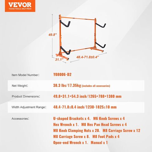 رف تخزين كاياك قائم بذاته، حامل كاياك لـ 4 ألواح تجديف كاياك، حامل شماعات من الفولاذ عالي التحمل مع أذرع مبطنة وعرض قابل للتعديل، أقصى حمولة 220 رطل، للمرآب الداخلي والخارجي in Kuwait