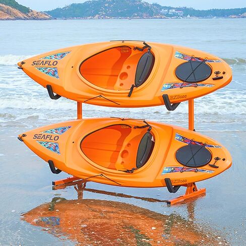 رف تخزين كاياك قائم بذاته، حامل كاياك لـ 4 ألواح تجديف كاياك، حامل شماعات من الفولاذ عالي التحمل مع أذرع مبطنة وعرض قابل للتعديل، أقصى حمولة 220 رطل، للمرآب الداخلي والخارجي in Kuwait
