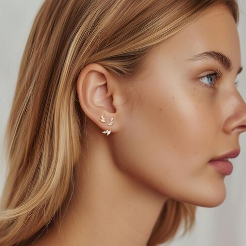 GEORGE · SMITH 3 pairs Hoop earring set for women, 14K Gold Plated Cubic Zirconia Ear Crawler Earrings Fashion Earrings for Women, gift to yourself in Saudi Arabia