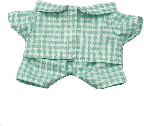 20cm Plush Doll Clothes Plushie Clothes Plaid Shirt Pajamas for 7.8 inches Doll Clothing (Green) in Saudi Arabia