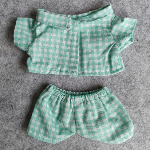 20cm Plush Doll Clothes Plushie Clothes Plaid Shirt Pajamas for 7.8 inches Doll Clothing (Green) in Saudi Arabia