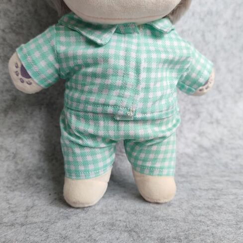 20cm Plush Doll Clothes Plushie Clothes Plaid Shirt Pajamas for 7.8 inches Doll Clothing (Green) in Saudi Arabia
