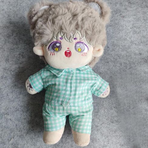 20cm Plush Doll Clothes Plushie Clothes Plaid Shirt Pajamas for 7.8 inches Doll Clothing (Green) in Saudi Arabia