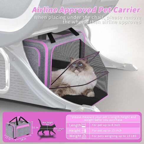 3-in-1 Upgraded Cat Carrier with Wheels, Airline Approved Pet Carrier for Small Cats Up to 15Lbs, 18" x 11" x 11" Newly Designed Rolling Cat Carrier, Cat Soft-Sided Bag for Flying, Travel & Vet in Saudi Arabia