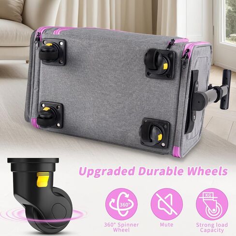 3-in-1 Upgraded Cat Carrier with Wheels, Airline Approved Pet Carrier for Small Cats Up to 15Lbs, 18" x 11" x 11" Newly Designed Rolling Cat Carrier, Cat Soft-Sided Bag for Flying, Travel & Vet in Saudi Arabia