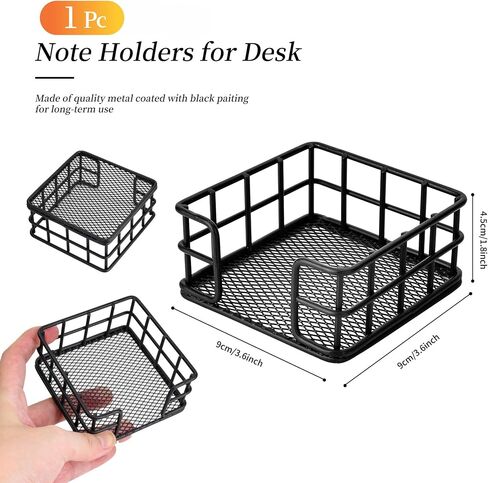 1 Pack Metal Mesh Sticky Note Holder, Black Office Desk Organizer, Memo Cube Dispenser for Home School Office in Saudi Arabia