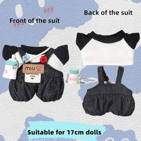 3-Piece 17cm/6.7inch Doll Clothes Set & Outfit Set - Premium Cute Costumes for All 17cm/6.7inch Figures （NO Doll） (3-Piece Set of Black Leisure Suit) in Saudi Arabia