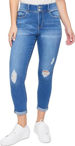 Royalty For Me Women's Essential 2-Button Roll Cuff Ankle Jean, Black, 10 in Saudi Arabia