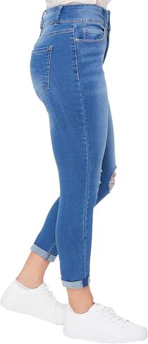 Royalty For Me Women's Essential 2-Button Roll Cuff Ankle Jean, Black, 10 in Saudi Arabia