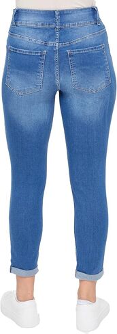 Royalty For Me Women's Essential 2-Button Roll Cuff Ankle Jean, Black, 10 in Saudi Arabia