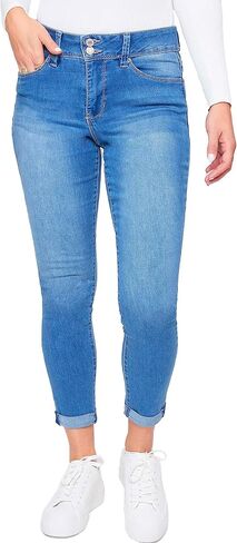 Royalty For Me Women's Essential 2-Button Roll Cuff Ankle Jean, Black, 10 in Saudi Arabia