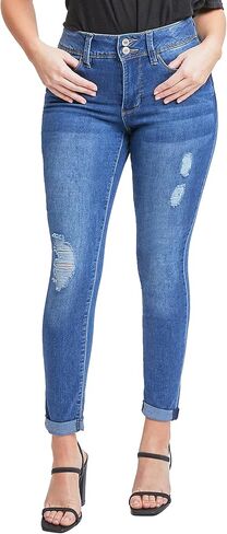 Royalty For Me Women's Essential 2-Button Roll Cuff Ankle Jean, Black, 10 in Saudi Arabia