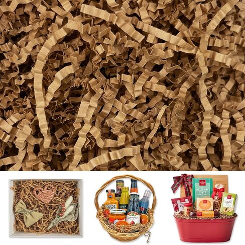 Kraft Brown Crinkle Cut Paper Shred Filler, 2 LB Basket Filler Shredded Paper, Confetti Stuffing for Basket Filling, Mother's Day, Birthdays, Weddings, DIY Gift Wrapping, Stuffer Party Supplies in Kuwait