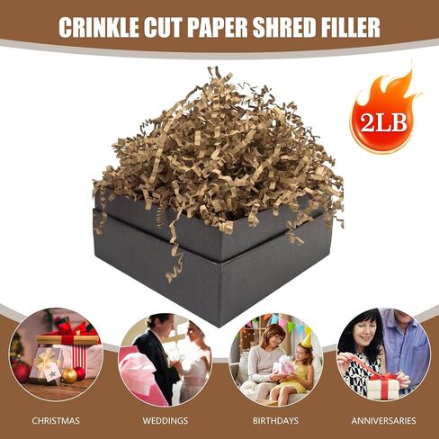 Kraft Brown Crinkle Cut Paper Shred Filler, 2 LB Basket Filler Shredded Paper, Confetti Stuffing for Basket Filling, Mother's Day, Birthdays, Weddings, DIY Gift Wrapping, Stuffer Party Supplies in Kuwait