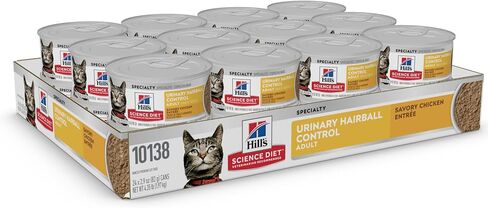 Hill's Science Diet Urinary Hariball Control, Adult 1-6, Urinary Track Health & Hairball Control Support, Wet Cat Food, Chicken Minced, 2.9 oz Can, Case of 12 in Saudi Arabia
