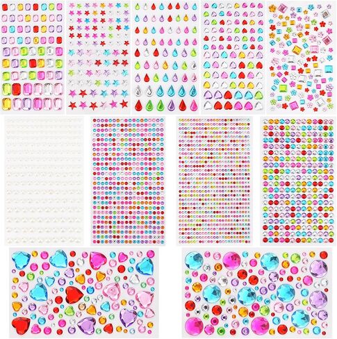 11 ملصقات للأحجار الكريمة ، 2317pcs ملصقات الأحجار الكريمة للحرف اليدوية ، ملصق جوهرة الراينستون ذاتيا ، أشكال متنوعة من المجوهرات ذات الألوان المتعددة ، ملصق GEMS لـ DIY ، وصنع القرص ، وصنع البطاقات ، وحرف (مجموعة واحدة) in Kuwait