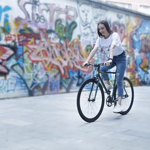 دراجة ركاب حضرية ثابتة السرعة واحدة من أفستا للنساء والرجال، دراجة فيكسي خفيفة الوزن للجنسين، مقود مسطح فليب فلوب محور دراجة طريق المدينة، 58 لونًا أسود in Kuwait