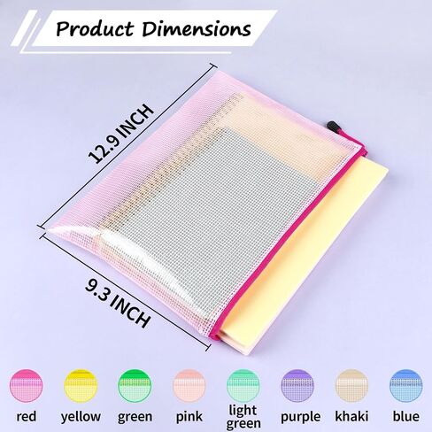 SMARPAU 20PCS Mesh Szipper Bace ، 8 أحجام أكياس سحاب بلاستيكية للتنظيم ، 8 ألوان أكياس وثيقة بلاستيكية مقاومة للماء لتخزين ألعاب اللوح ، والسفر ، واللوازم المكتبية in Kuwait