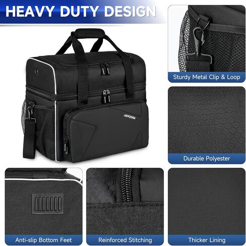 حقيبة كرة البولينج، حقيبة البولينج المكونة من كرتين مع حامل الكرة، تناسب زوجًا واحدًا من أحذية البولينج حتى مقاس 16 للرجال، أسود in Kuwait