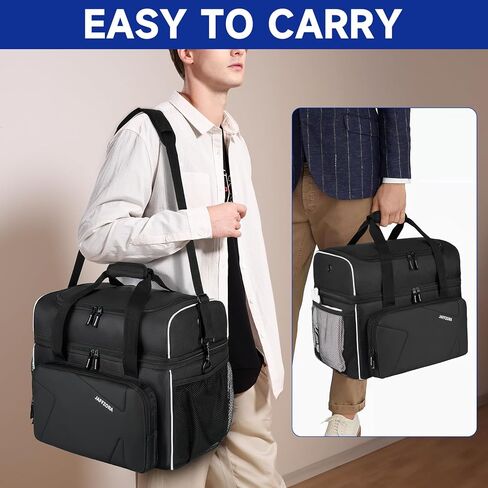 حقيبة كرة البولينج، حقيبة البولينج المكونة من كرتين مع حامل الكرة، تناسب زوجًا واحدًا من أحذية البولينج حتى مقاس 16 للرجال، أسود in Kuwait