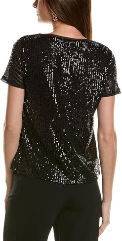 Anne Klein Women's Sequin W/Triple Mesh Ss Banded Tee in Saudi Arabia
