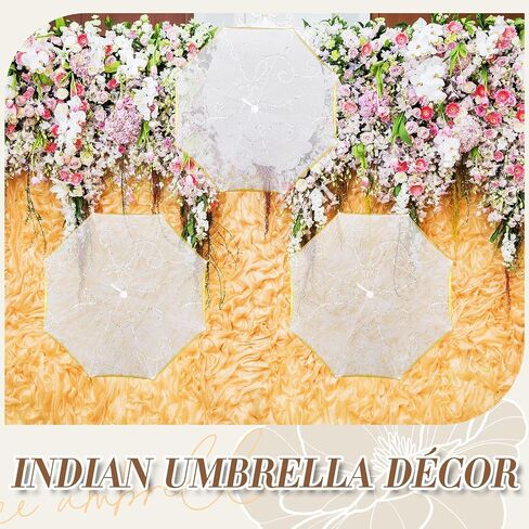 Sanwuta 8 Pcs Indian Decorative Umbrella 20.87 Inch Handmade Designer Embroidery Parasol Umbrella Multi Colored Vintage Boho Umbrellas Parasol for Wedding Party Outdoor in Saudi Arabia