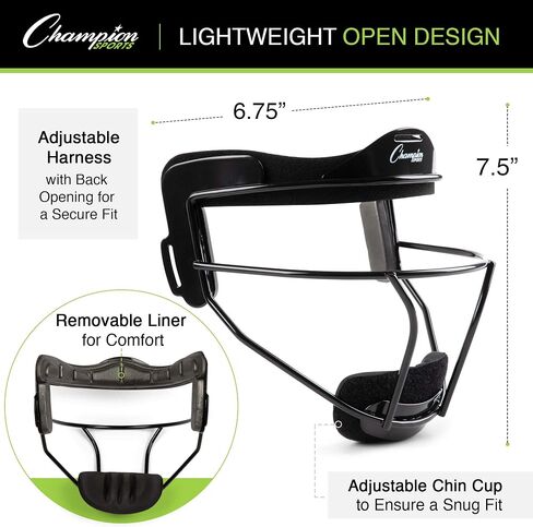 Champion Sports Steel Softball Face Mask - Classic Fielders Masks for Youth - Durable Head Guards - Premium Sports Accessories for Indoors and Outdoors - Red in Saudi Arabia