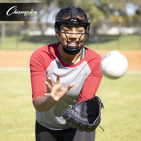 Champion Sports Steel Softball Face Mask - Classic Fielders Masks for Youth - Durable Head Guards - Premium Sports Accessories for Indoors and Outdoors - Red in Saudi Arabia
