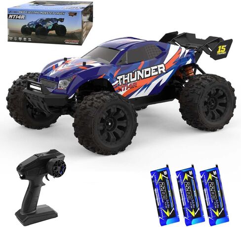1/14 Brushless Fast RC Cars for Adults Max 80 mph, RC Trucks 4WD Offroad Waterproof with 3S Battery, 4X4 High Speed All Terrain RC Truggy, 3 Battery(RED) in Saudi Arabia