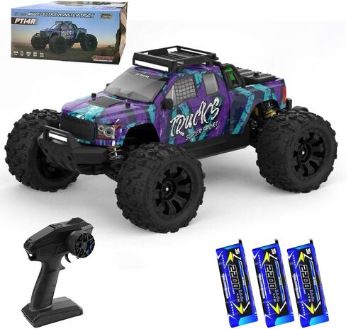 1/14 Brushless Fast RC Cars for Adults Max 80 mph, RC Trucks 4WD Offroad Waterproof with 3S Battery, 4X4 High Speed All Terrain RC Truggy, 3 Battery(RED) in Saudi Arabia