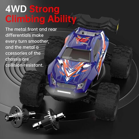 1/14 Brushless Fast RC Cars for Adults Max 80 mph, RC Trucks 4WD Offroad Waterproof with 3S Battery, 4X4 High Speed All Terrain RC Truggy, 3 Battery(RED) in Saudi Arabia