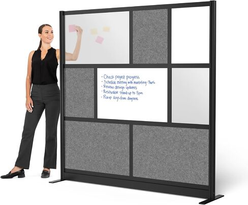 Workflow Modular Wall | Room Divider with Whiteboard, Sound-Dampening, & Frosted Acrylic Panels | Expandable Office Partition for Privacy & Productivity (70" x 70") in Saudi Arabia