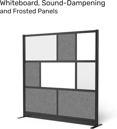 Workflow Modular Wall | Room Divider with Whiteboard, Sound-Dampening, & Frosted Acrylic Panels | Expandable Office Partition for Privacy & Productivity (70" x 70") in Saudi Arabia