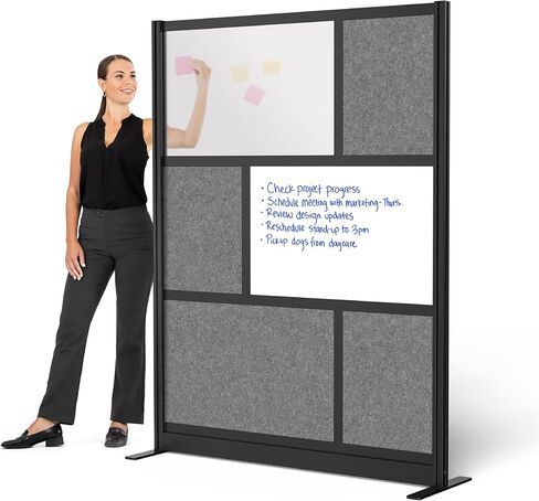 Workflow Modular Wall | Room Divider with Whiteboard, Sound-Dampening, & Frosted Acrylic Panels | Expandable Office Partition for Privacy & Productivity (70" x 70") in Kuwait