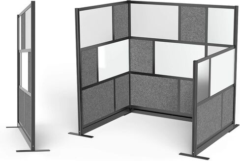 Workflow Modular Wall | Room Divider with Whiteboard, Sound-Dampening, & Frosted Acrylic Panels | Expandable Office Partition for Privacy & Productivity (70" x 70") in Kuwait