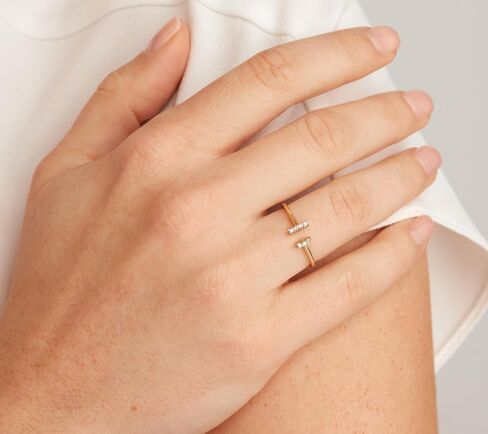 Amazon Collection Open-Space Double Bar Demi Fine Ring in Sterling Silver in Saudi Arabia