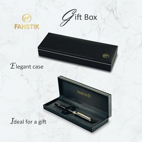 Customized Fountain pens with name (MADE IN USA), stainless steel, gold, black and gold, luxury engraved pens personalized for men and for women. (Fountain Black-Gold) in Saudi Arabia