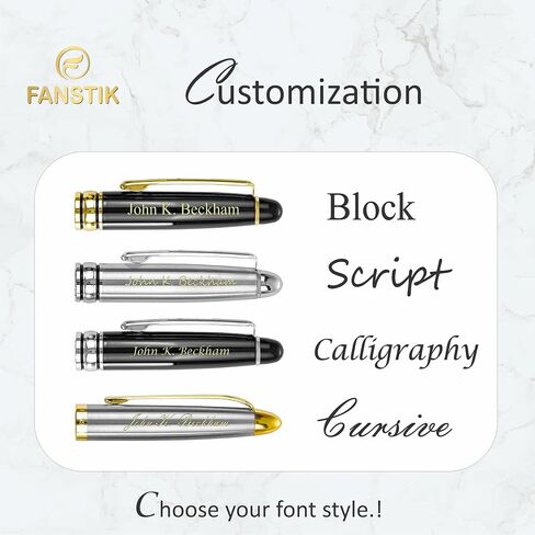 Customized Fountain pens with name (MADE IN USA), stainless steel, gold, black and gold, luxury engraved pens personalized for men and for women. (Fountain Black-Gold) in Saudi Arabia