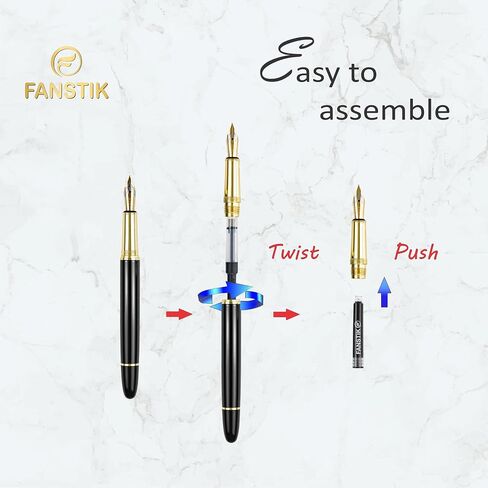 Customized Fountain pens with name (MADE IN USA), stainless steel, gold, black and gold, luxury engraved pens personalized for men and for women. (Fountain Black-Gold) in Saudi Arabia