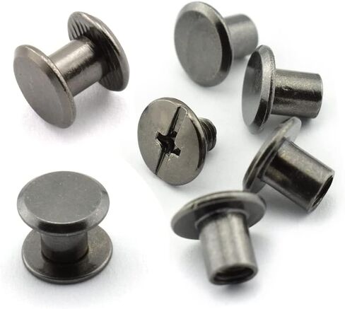 YXQ 100pcs Chicago Screw 5x6mm Slotted Binding Screws for Rivet Book Binding DIY Leather Craft Replacement Assembly, Black in Saudi Arabia