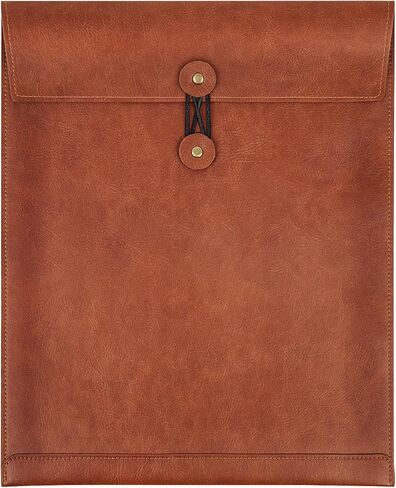 Brown PU Leather File Folder for Documents,Important Document Folder with String Tie,Laptop Sleeve Notebook Case,Leather File Organizer,A4 Envelopes Filing Folder in Saudi Arabia