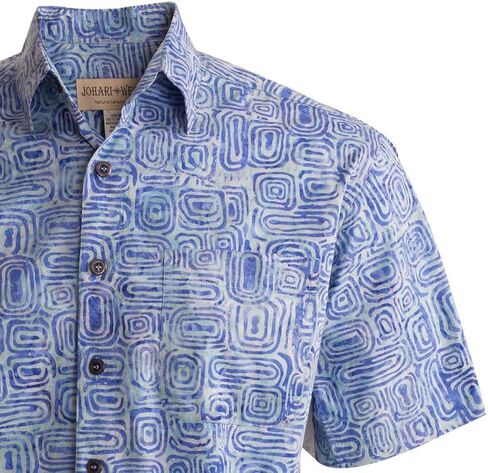 Johari West Ripple Rosso Tropical Hawaiian Cotton Batik Shirt for Men in Kuwait