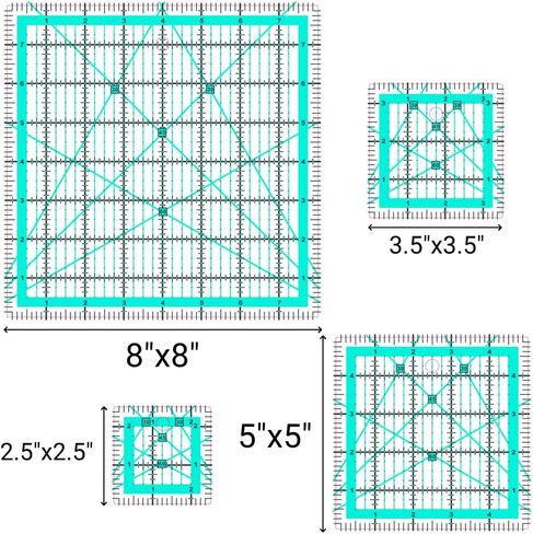Quilting Rulers,4 Square Quilting Ruler(2.5",3.5",5", 8") in Kuwait