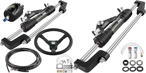 توجيه هيدروليكي VEVOR للقوارب، طقم نظام توجيه خارجي بقوة 300 حصان مع مضخة رأس وأسطوانة وعجلة قيادة وخرطوم in Kuwait