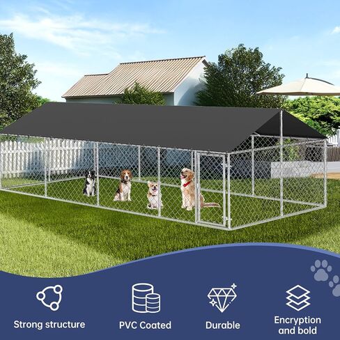 Outdoor Dog Enclosure Heavy Duty Dog Kennel House Mesh Dog Big Cage Pet Kennel Steel Fence with Secure Lock in Saudi Arabia
