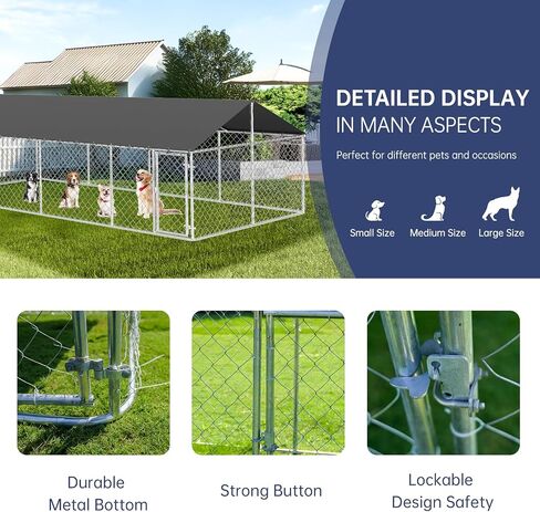 Outdoor Dog Enclosure Heavy Duty Dog Kennel House Mesh Dog Big Cage Pet Kennel Steel Fence with Secure Lock in Saudi Arabia