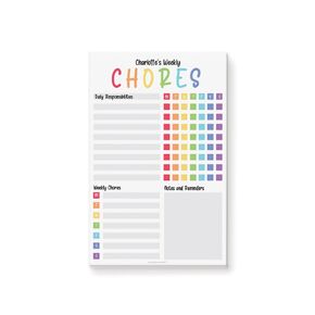Weekly Chore Chart for Kids Notepad Personalized, Household Chore Checklist Planner for Children, Daily Responsibility Chart To Do List Pad Stationary Size 5.5 x 8.5 Inches, 50 Sheets