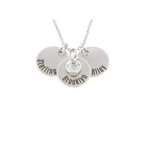 Silver Children's Name Necklace - Personalize Crystal Birthstone, Number of Discs - Mom Christmas Gift - DGR-15mm